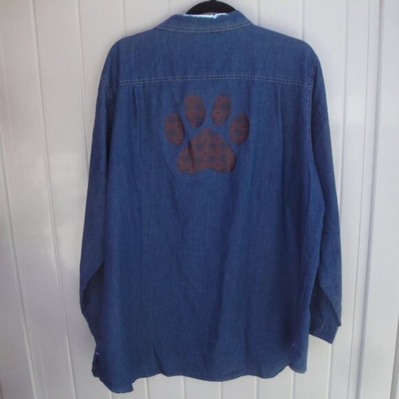 NEW Animal Rescue Men's Shirt Size 2X Dark Denim Long Sleeve Embroidered pocket - Picture 4 of 4